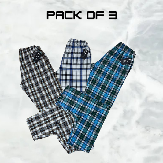 Premium Men’s Home Wear Pants – Check Design (Pack of 3)