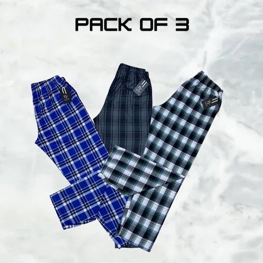 Men’s Casual Check Pajama Pants – Value Pack of 3